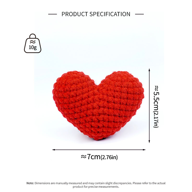 Red Crochet Heart Plush Toy