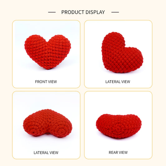 Red Crochet Heart Plush Toy