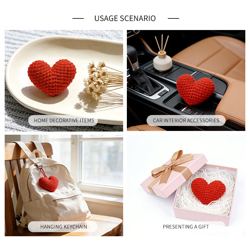 Red Crochet Heart Plush Toy