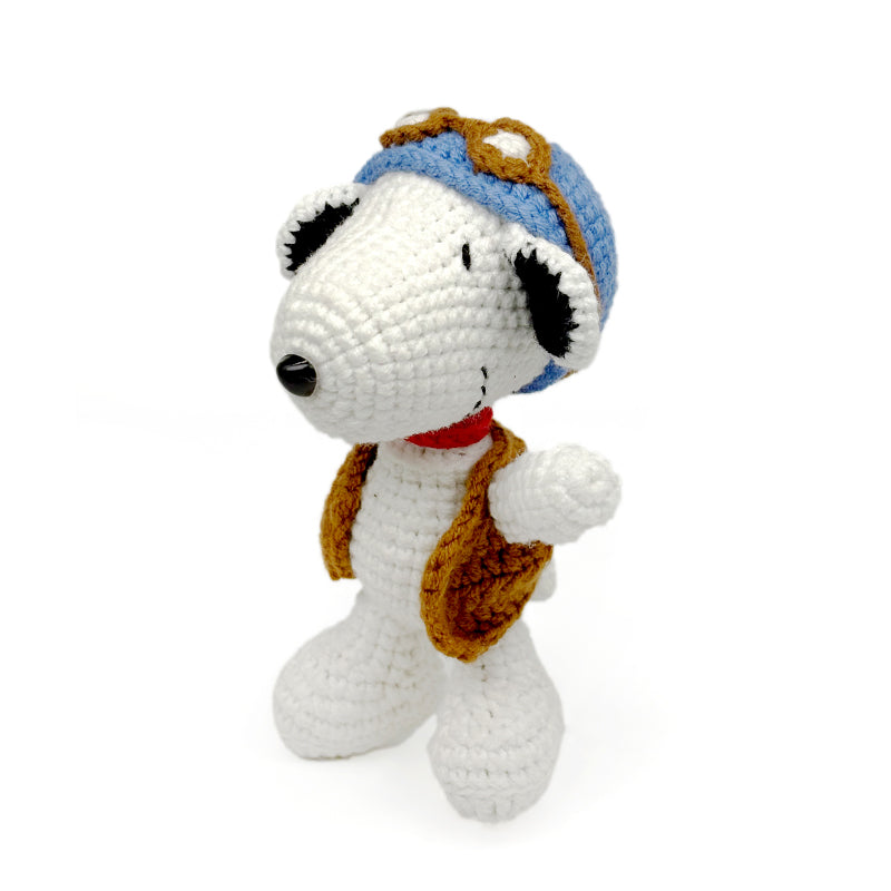 Crochet Aviator Dog Plush Toy, Handmade Amigurumi Pilot Puppy Gift