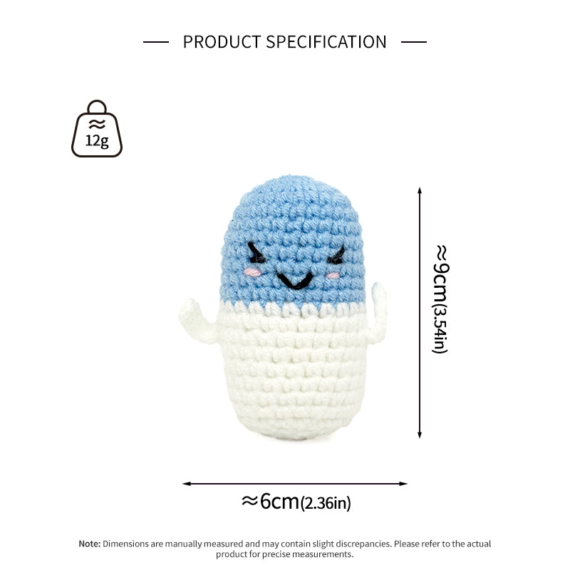 Crochet Pill Plush Toy, Handmade Amigurumi Capsule Doll Gift