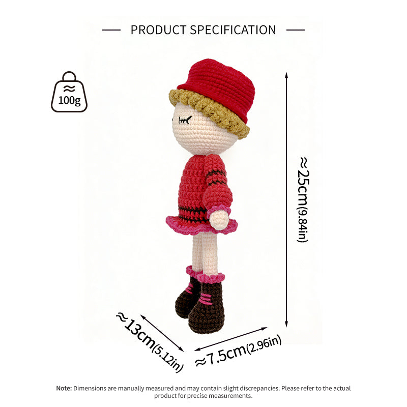 Crochet Girl Doll, Handmade Amigurumi Plush Toy for Kids Gift