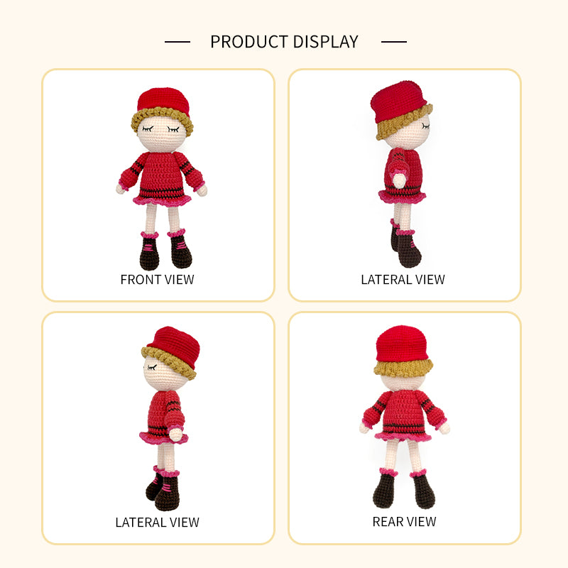 Crochet Girl Doll, Handmade Amigurumi Plush Toy for Kids Gift