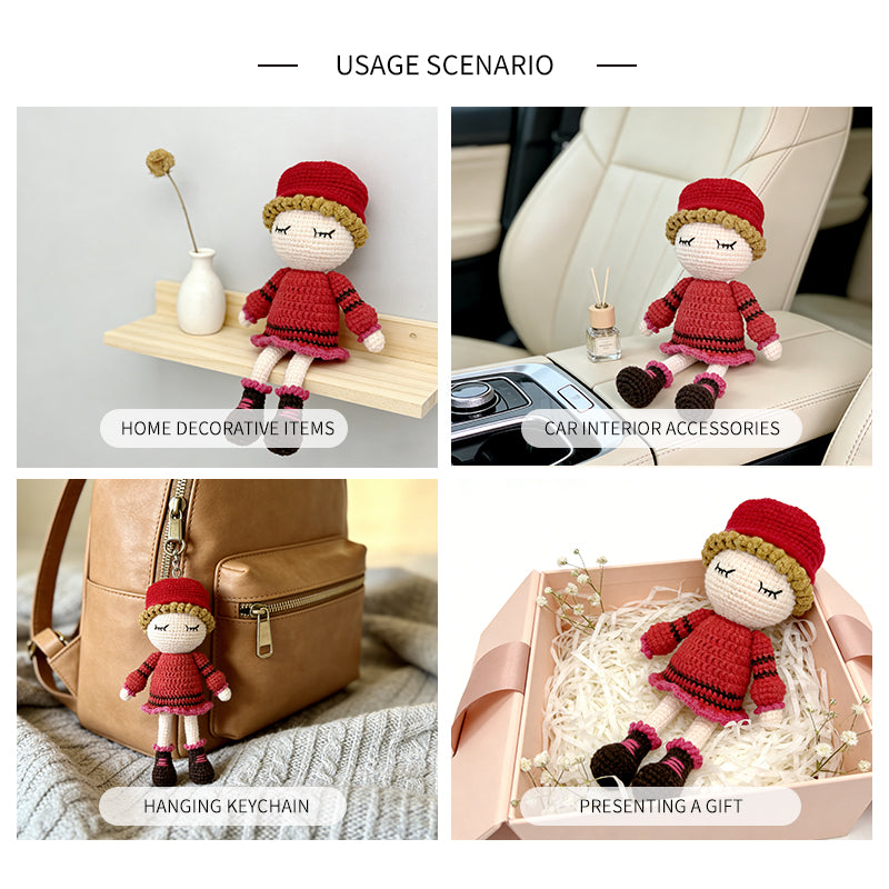 Crochet Girl Doll, Handmade Amigurumi Plush Toy for Kids Gift
