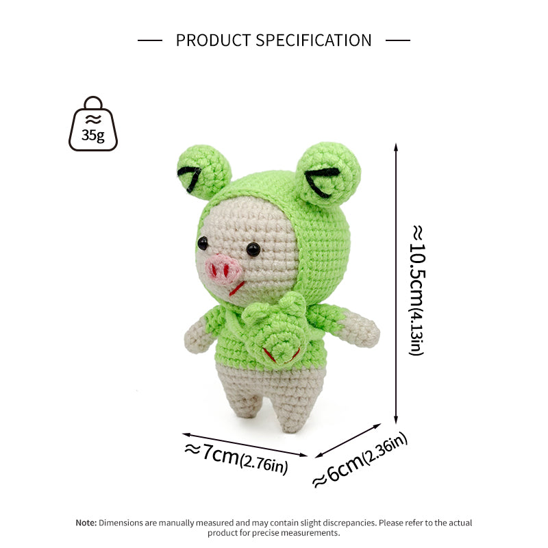 Crochet Pig Plush Doll Set, Handmade Amigurumi Animal Toys for Kids Gift
