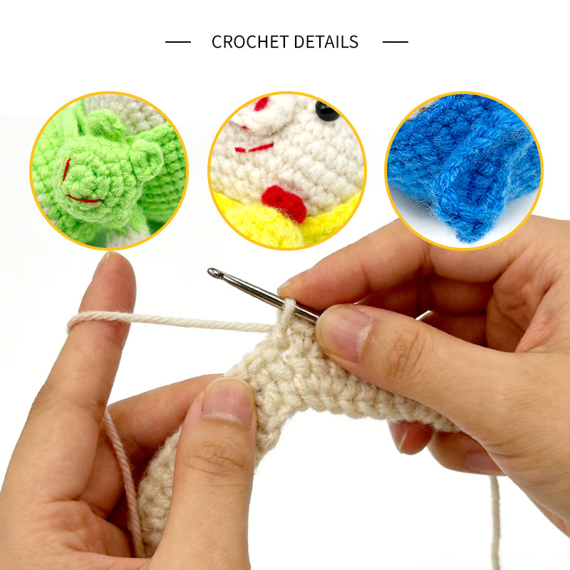 Crochet Pig Plush Doll Set, Handmade Amigurumi Animal Toys for Kids Gift