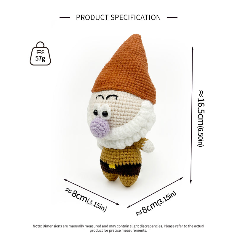 Crochet Gnome Plush Toy, Handmade Amigurumi Dwarf Doll Gift