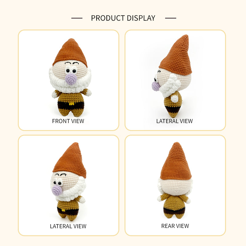 Crochet Gnome Plush Toy, Handmade Amigurumi Dwarf Doll Gift