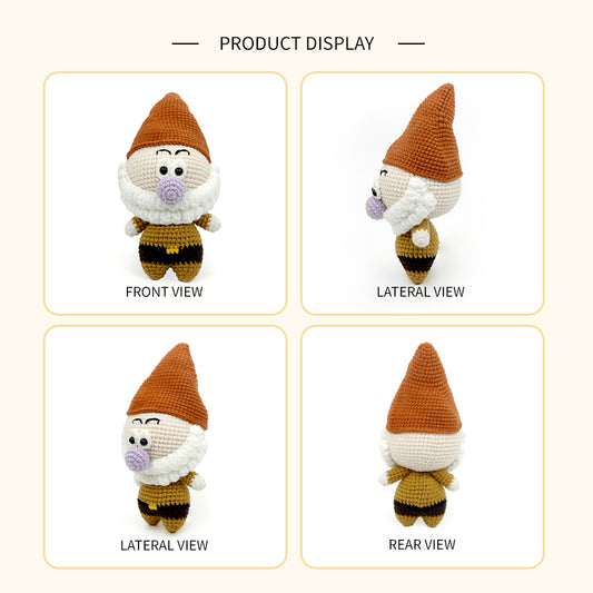 Crochet Gnome Plush Toy, Handmade Amigurumi Dwarf Doll Gift