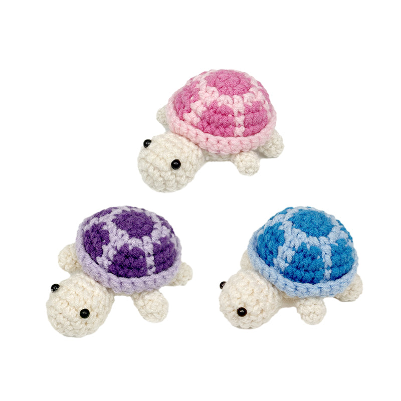 Crochet Turtle Plush Toy Set, Handmade Amigurumi Animal Dolls for Kids Gift