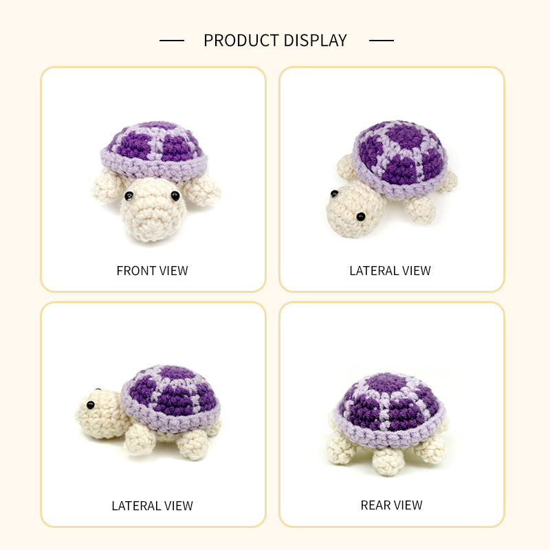 Crochet Turtle Plush Toy Set, Handmade Amigurumi Animal Dolls for Kids Gift