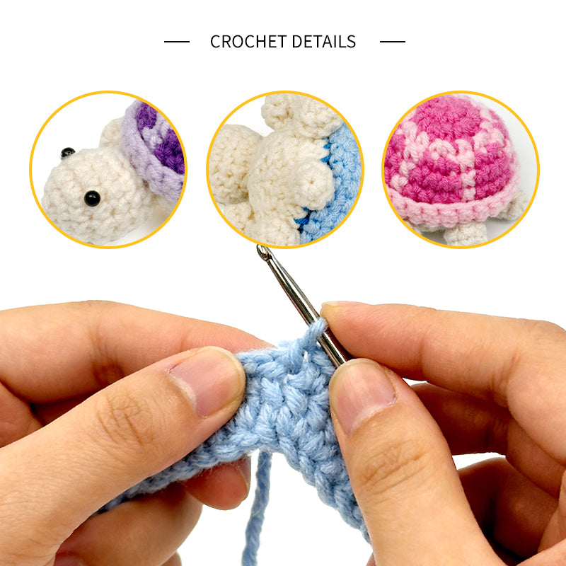 Crochet Turtle Plush Toy Set, Handmade Amigurumi Animal Dolls for Kids Gift