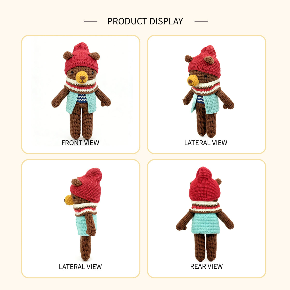 Handmade Crochet Brown Bear Plush - Amigurumi Woodland Baby Toy