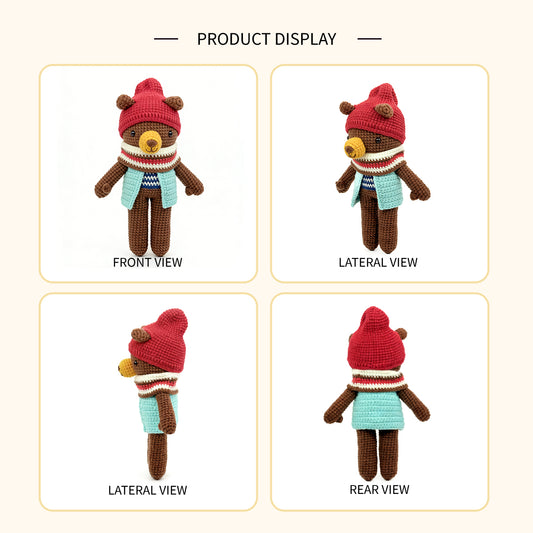 Handmade Crochet Brown Bear Plush - Amigurumi Woodland Baby Toy