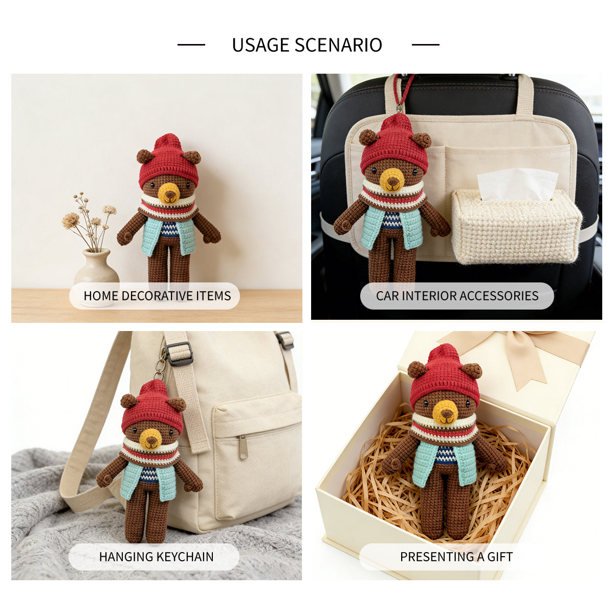 Handmade Crochet Brown Bear Plush - Amigurumi Woodland Baby Toy