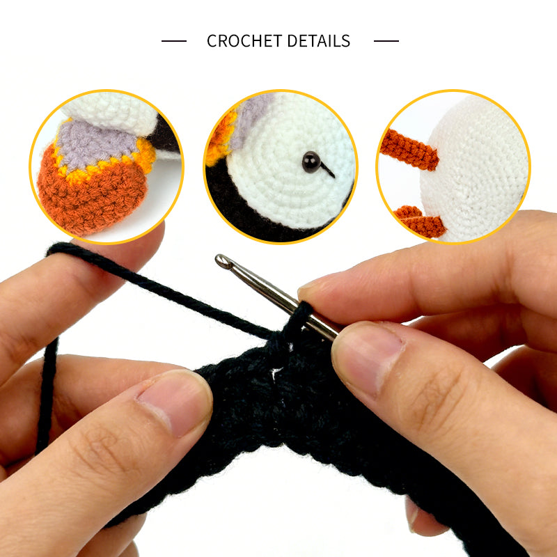 Crochet Puffin Plush Toy, Handmade Amigurumi Bird Doll Gift