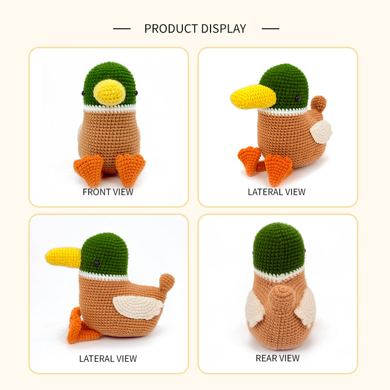 Crochet Mallard Duck Plush Toy, Handmade Amigurumi Animal Doll Gift