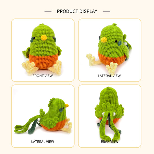 Crochet Parrot Plush Toy, Handmade Amigurumi Bird Doll Gift