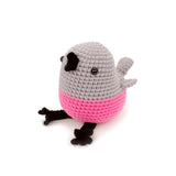 Crochet Bird Plush Toy, Handmade Gray Pink Amigurumi Animal Doll Gift