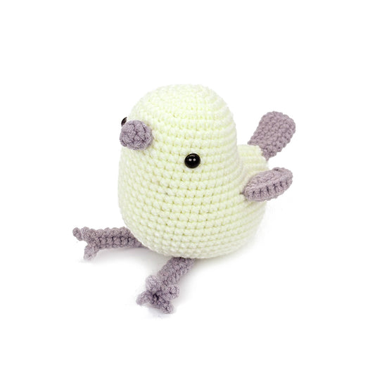 Crochet Bird Plush Toy, Handmade Cream Amigurumi Animal Doll Gift