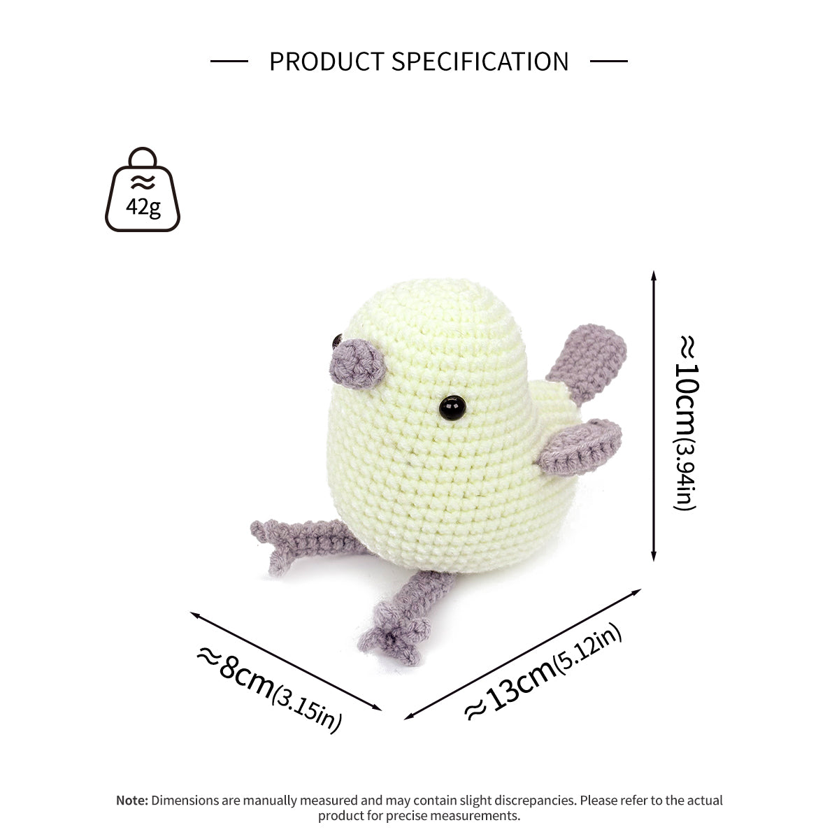 Crochet Bird Plush Toy, Handmade Cream Amigurumi Animal Doll Gift