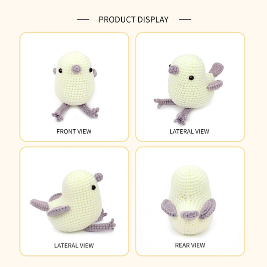 Crochet Bird Plush Toy, Handmade Cream Amigurumi Animal Doll Gift