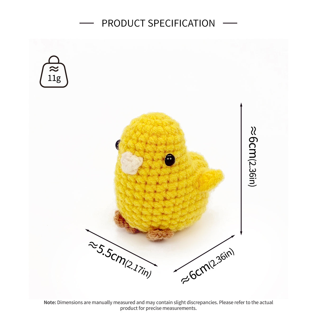 Crochet Chick Plush Toy, Handmade Yellow Amigurumi Bird Doll Gift