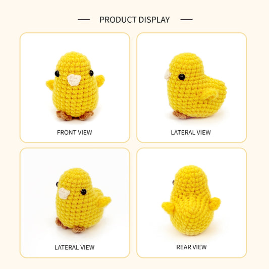 Crochet Chick Plush Toy, Handmade Yellow Amigurumi Bird Doll Gift