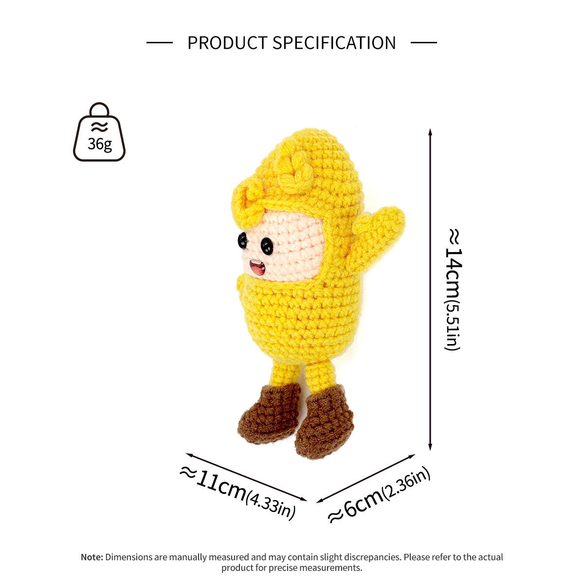 Crochet Chick Doll, Handmade Yellow Amigurumi Plush Toy for Kids Gift