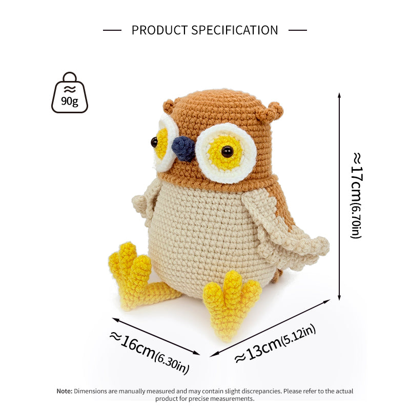 Crochet Owl Plush Toy, Handmade Amigurumi Bird Doll Gift