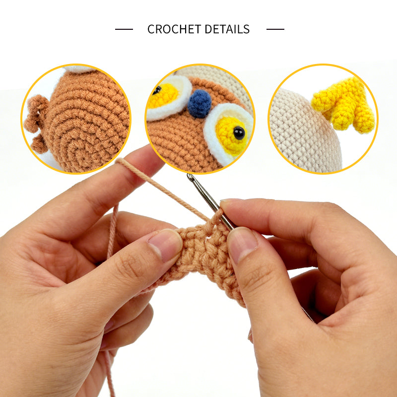 Crochet Owl Plush Toy, Handmade Amigurumi Bird Doll Gift