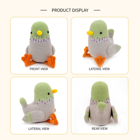 Crochet Pigeon Plush Toy, Handmade Amigurumi Bird Doll Gift
