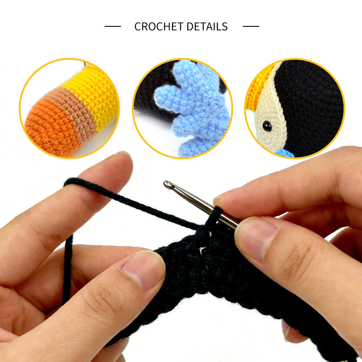 Crochet Toucan Plush Toy, Handmade Amigurumi Bird Doll Gift