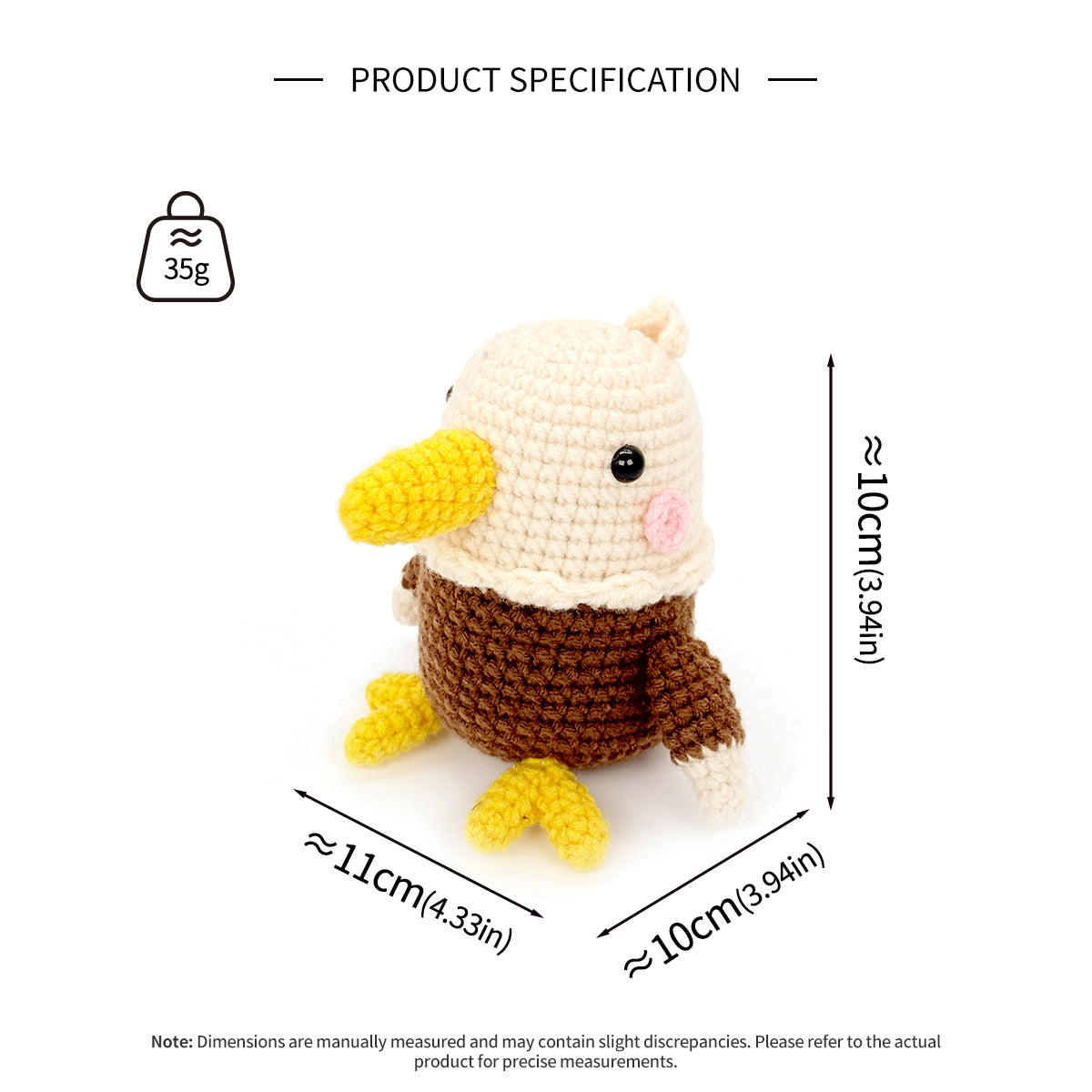 Crochet Eagle Plush Toy, Handmade Amigurumi Bird Doll Gift