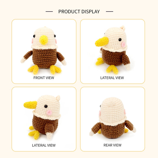 Crochet Eagle Plush Toy, Handmade Amigurumi Bird Doll Gift