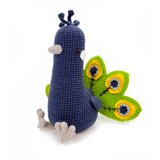 Crochet Peacock Plush Toy, Handmade Amigurumi Bird Doll Gift