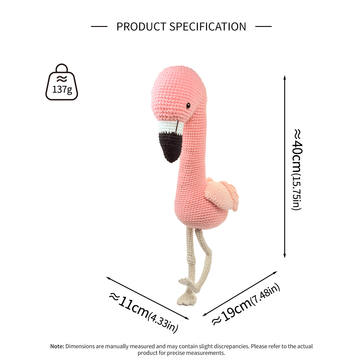Crochet Flamingo Plush Toy, Handmade Pink Amigurumi Bird Doll Gift
