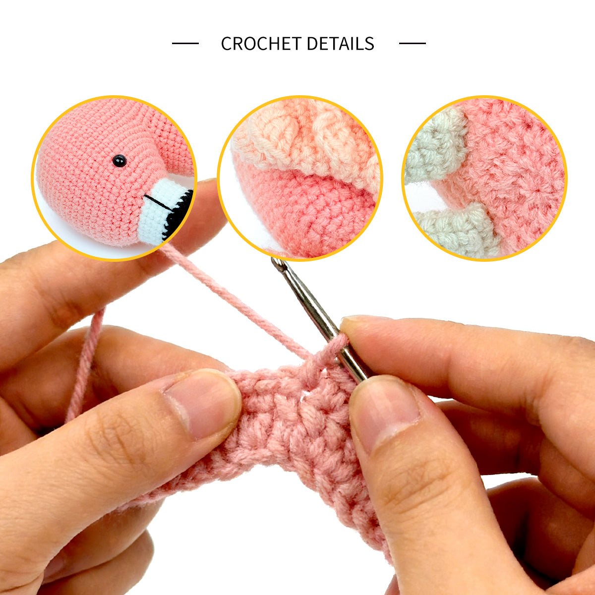Crochet Flamingo Plush Toy, Handmade Pink Amigurumi Bird Doll Gift