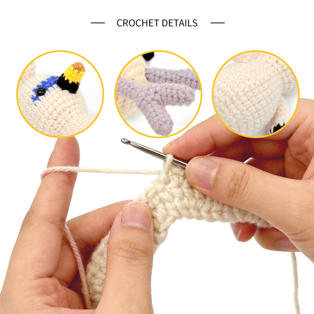 Crochet White Bird Plush Toy, Handmade Amigurumi Parrot Doll Gift