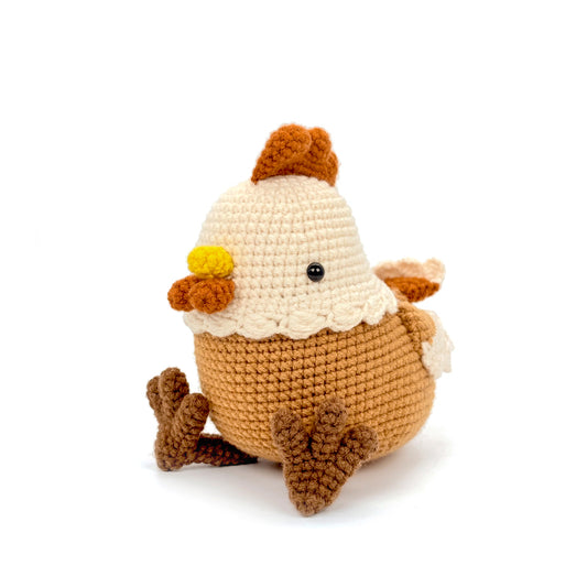 Crochet Chicken Plush Toy, Handmade Amigurumi Farm Animal Doll Gift