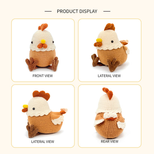 Crochet Chicken Plush Toy, Handmade Amigurumi Farm Animal Doll Gift