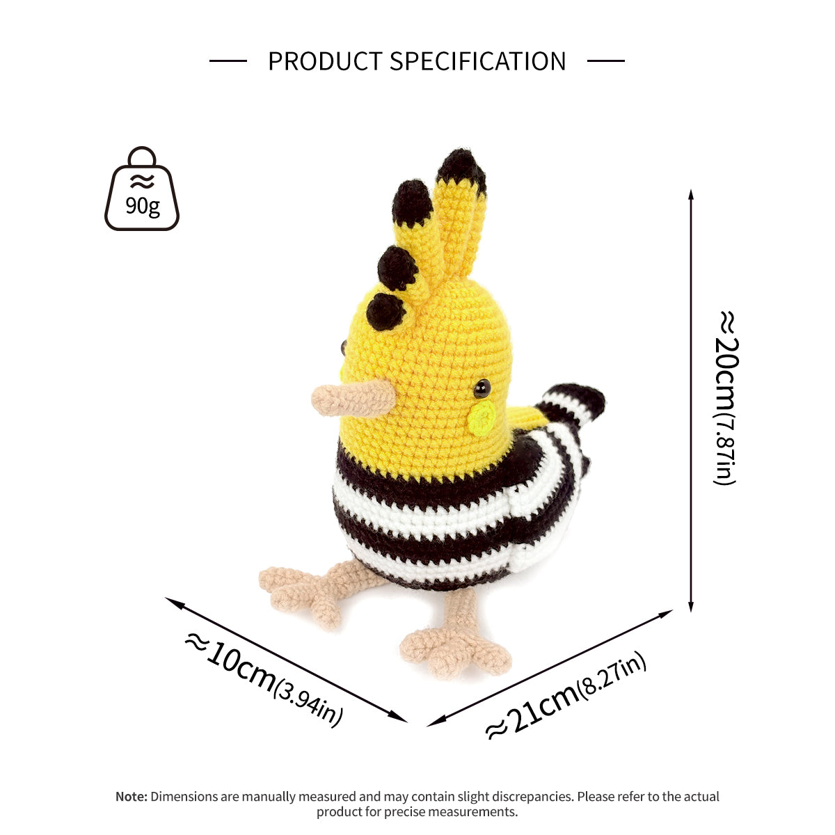 Crochet Hoopoe Bird Plush Toy, Handmade Amigurumi Animal Doll Gift