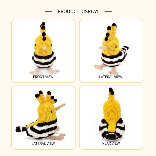 Crochet Hoopoe Bird Plush Toy, Handmade Amigurumi Animal Doll Gift