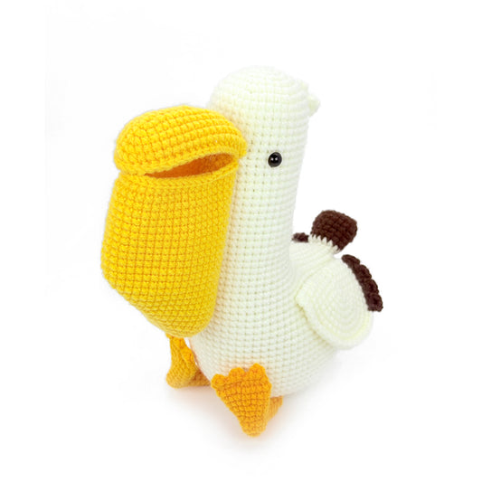 Crochet Pelican Plush Toy, Handmade Amigurumi Bird Doll Gift