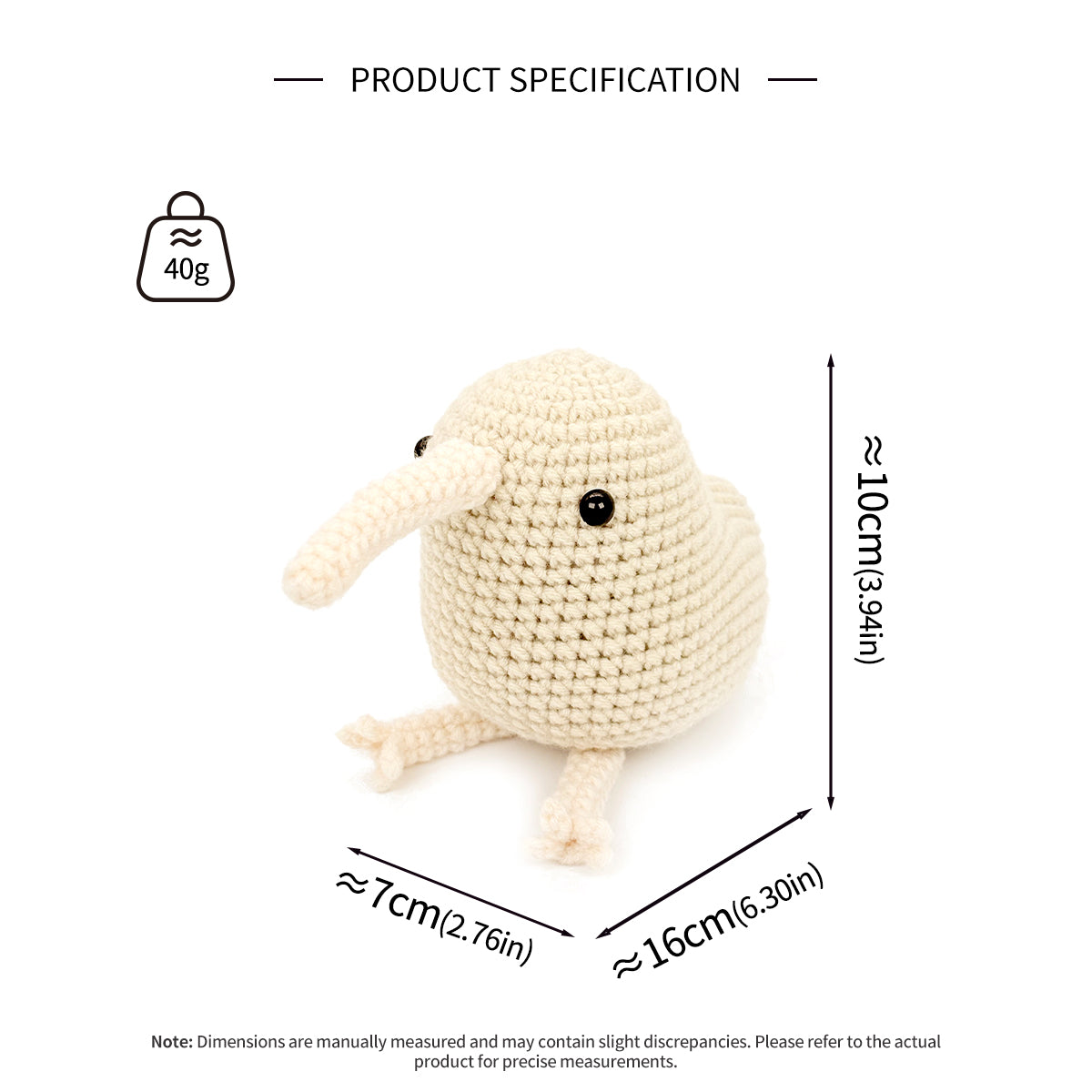 Crochet Kiwi Bird Plush Toy, Handmade Amigurumi Bird Doll Gift
