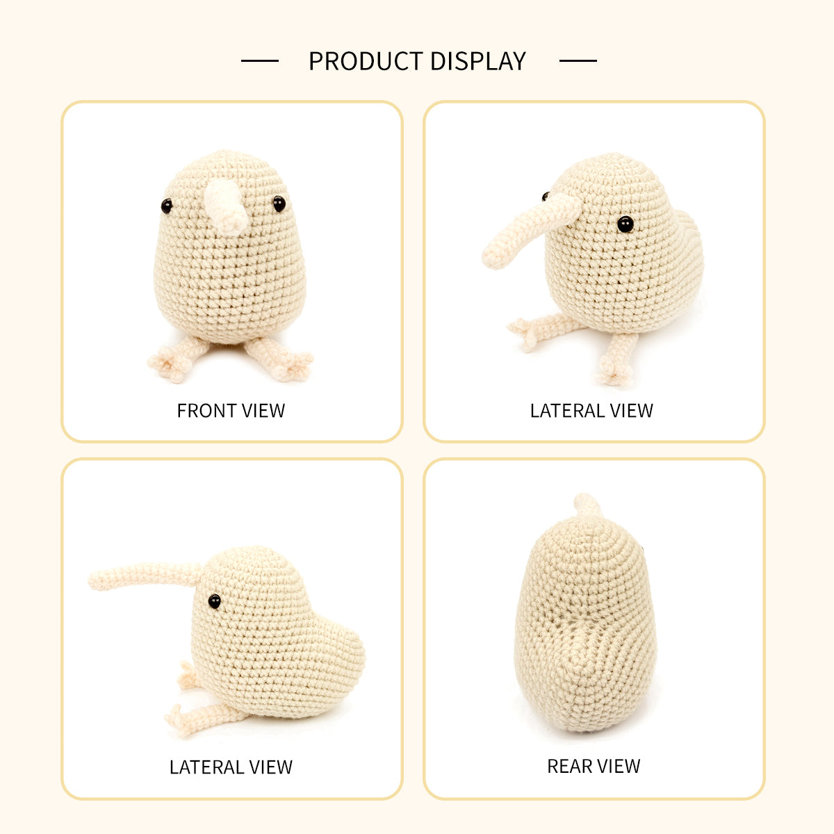 Crochet Kiwi Bird Plush Toy, Handmade Amigurumi Bird Doll Gift
