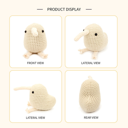 Crochet Kiwi Bird Plush Toy, Handmade Amigurumi Bird Doll Gift