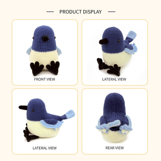 Crochet Blue Bird Plush Toy, Handmade Amigurumi Animal Doll Gift