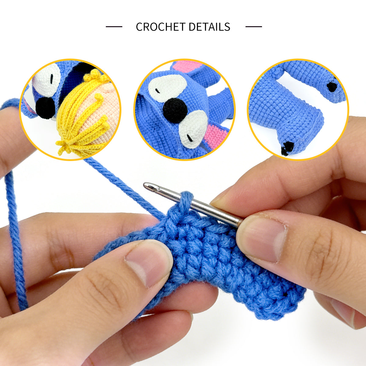 Handmade Amigurumi Doll in Blue Alien Costume - Cute Crochet Plush Toy
