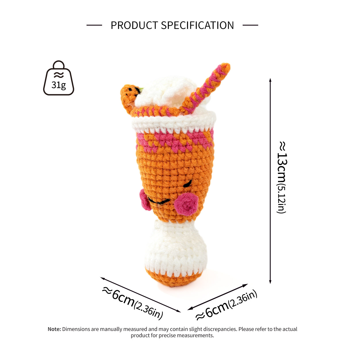 Kawaii Crochet Milkshake Plush - Amigurumi Ice Cream Sundae Decor
